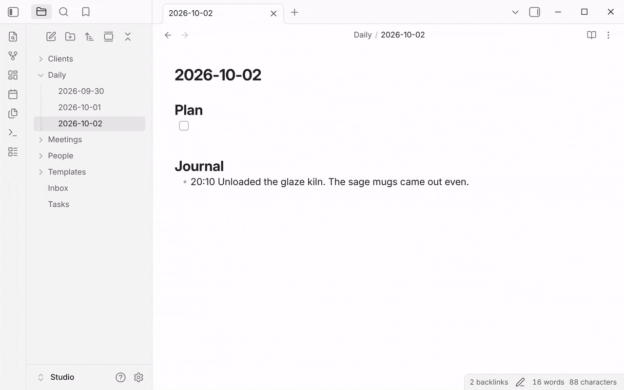 Running Log a call: typing cpc lists CPC with Copper Pot Café beneath it, the topic of the call is typed, typing maggie lists Maggie with Margaret Okafor beneath it, and the quick switcher then opens Copper Pot Café, where the new line sits under Calls with a link to Margaret Okafor