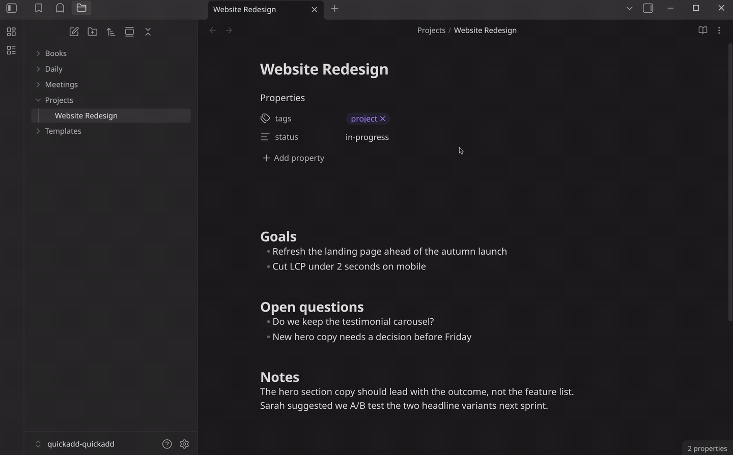 Peek demo: hiding a capture prompt, selecting text in the note, and inserting it into the draft